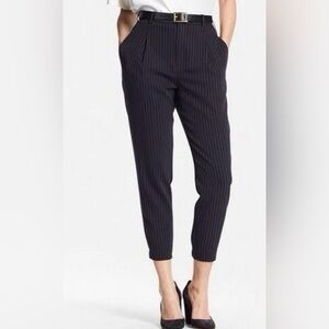 Uniqlo Draped Jogger Pants In Navy Pin Stripe Tapered Leg Size: Small